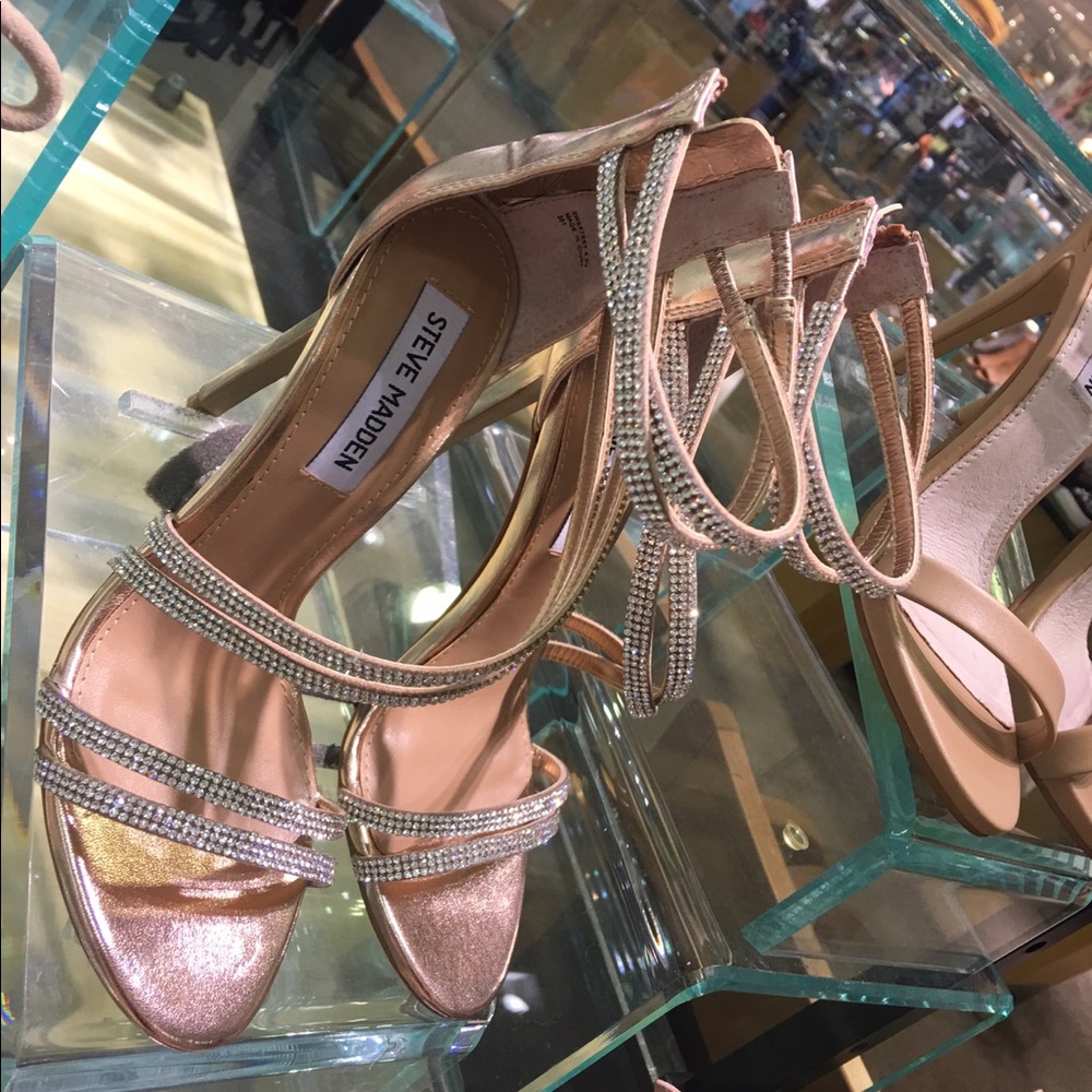 Diamond open toe heels